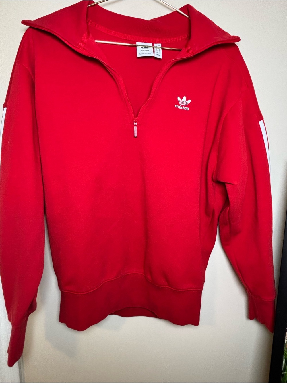 Women’s Red adidas Half-Zip Sweatshirt